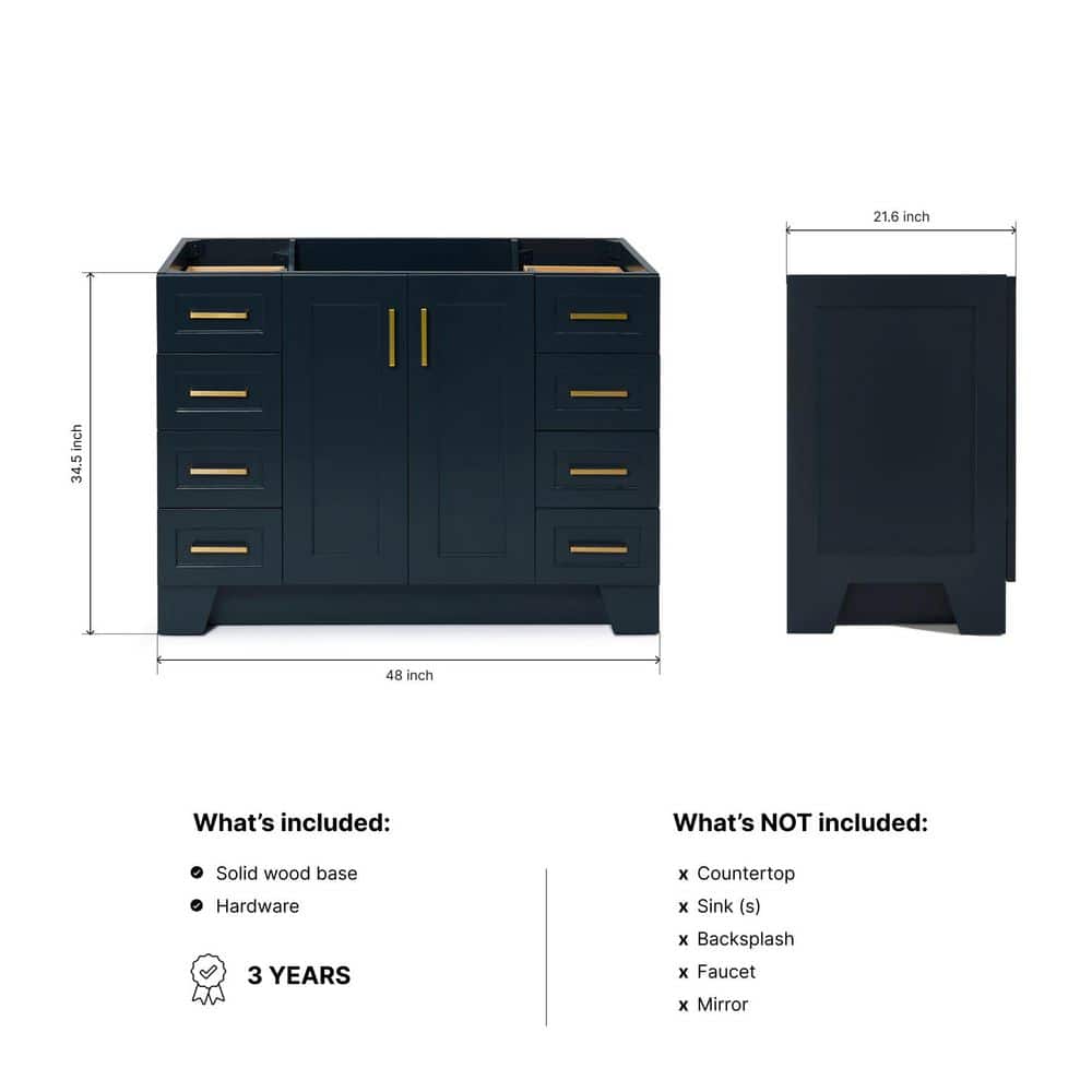 Midnight Blue 48'' Hardwood Single Bathroom Vanity Base