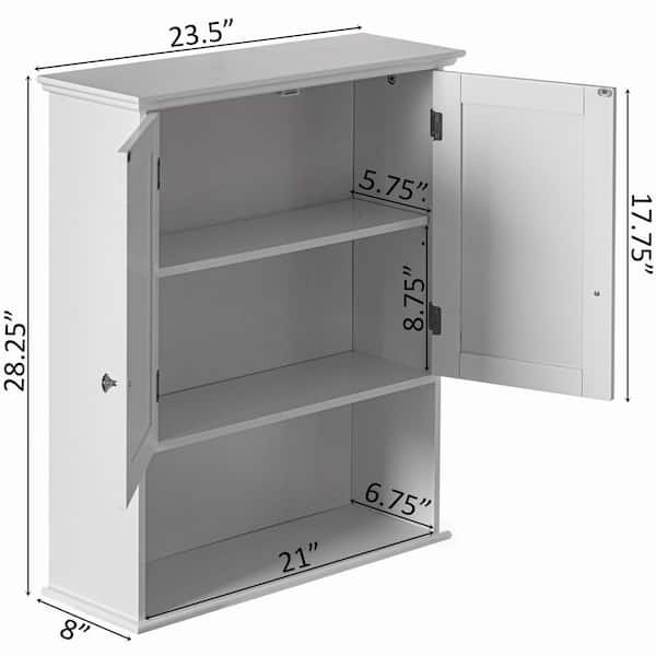 Buy White Wall Mounted Bathroom Storage Cabinet Organizer, Mirrored Vanity  Medicine Chest with Open Shelves Online at Basicwise