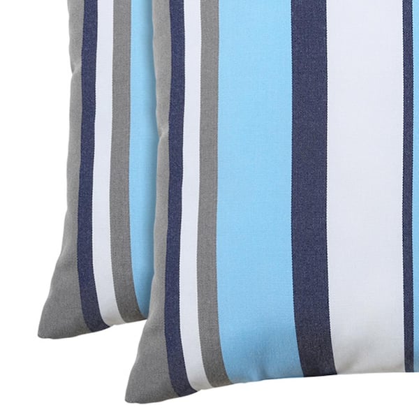 Pack of 2 Outdoor Decorative Throw Pillows 12 x 18 inch Stripe Aqua Lumbar  Pillows (12 x 18 Stripe, Aqua) 