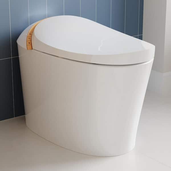 DEERVALLEY 1-Piece 1.1/1.45 GPF Dual Flush Elongated Toilet in White with Electric Heated Seat, Auto Flush, Deodorization