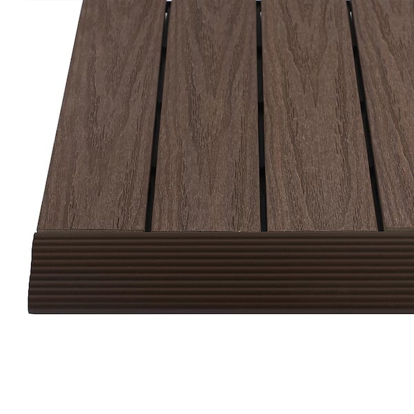 NewTechWood 1/6 ft. x 1 ft. Quick Deck Composite Deck Tile Straight Fascia in Spanish Walnut (4-Pieces/Box)