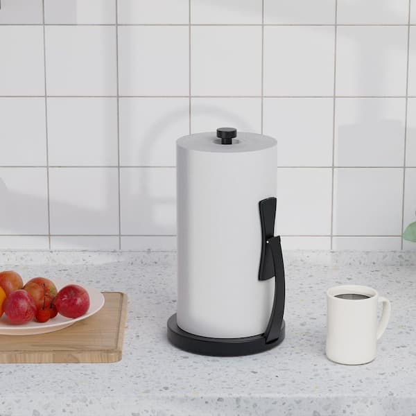 Lynzavix Countertop Mount Black Paper Towel Holder Stand with Spring ...