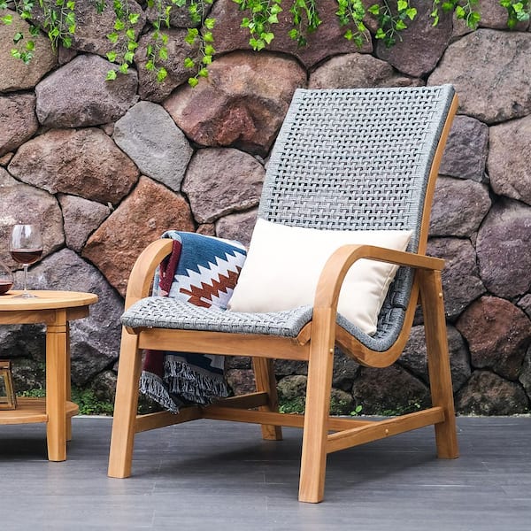 Cambridge Casual Cambridge Casual Auburn Unfinished Wood Solid Teak Outdoor Lounge Chair - Free Lumbar Pillow