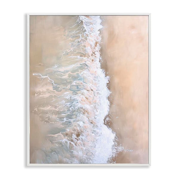 Stupell Industries Neutral Coast Wave Crash by Petal Prints Design White Framed Nature Giclee Art Print 14 in. x 11 in.