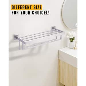 24 in. Square Single Towel Rack Holders Wall Mounted in Matte Black