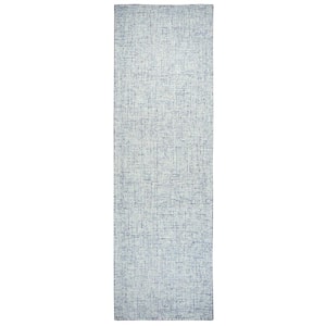 London Collection Blue/Ivory 2 ft. 6 in. x 10 ft. Hand-Tufted Solid Area Rug