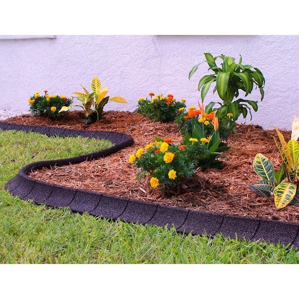 Brown Rubber Curb Landscape Edging Border Molded Recycled Tires 4-Pack 4 Ft