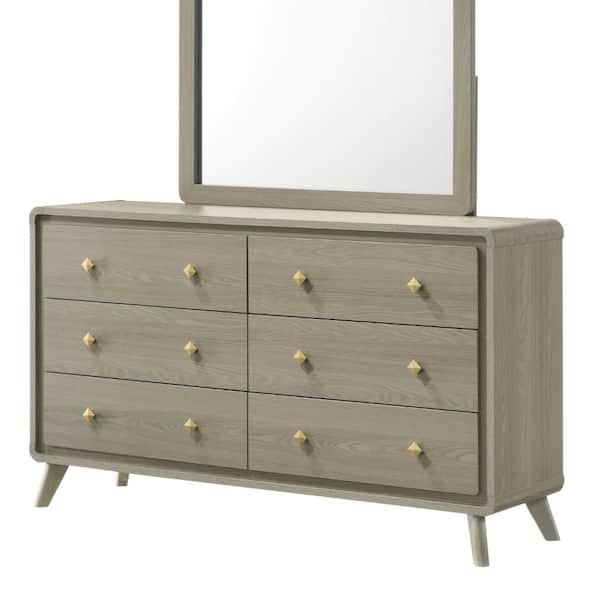 grey and gold dresser LUCKY ONE Contemporary 6-Drawer with Knobs Center Glide ModelZ_Hoco