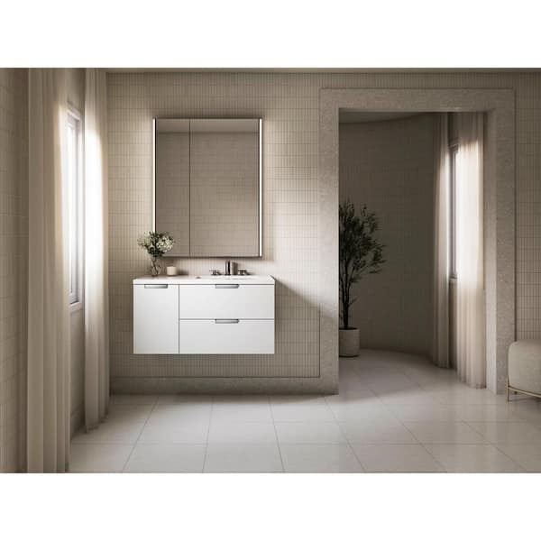 Maxstow 36 in. Wall-Hung Bathroom Vanity Cabinet with Sink and Quartz Top in White