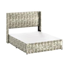 Raymond 2-Piece Gold Wingback Design Queen Bedroom Set with Metal Platform Bed Frame