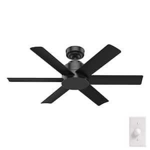 Kennicott 44 in. Indoor/Outdoor Ceiling Fan in Matte Black with Wall Switch For Patios or Bedrooms