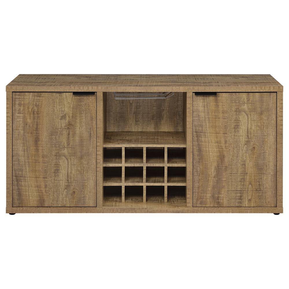 Rustic Brown Mango Wood Sideboard with Wine Storage