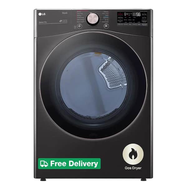 7.4 Cu. Ft. Vented SMART Stackable Gas Dryer in Black Steel with TurboSteam and Sensor Dry Technology