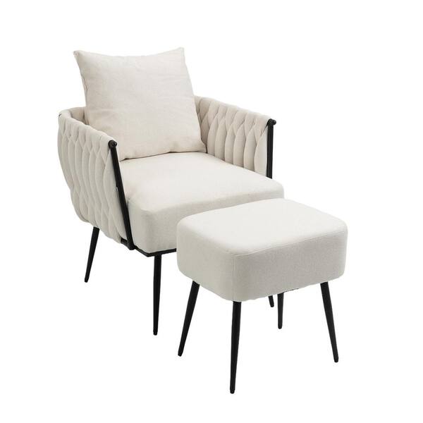 Beige armchair best sale with ottoman