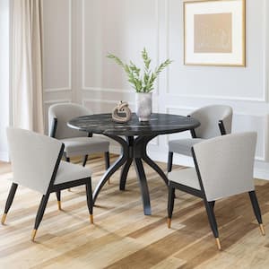 Sumay 50.0 in. Round Black HPL Stone Top with Steel Frame 4-Legs Dining Table (Seats-4)
