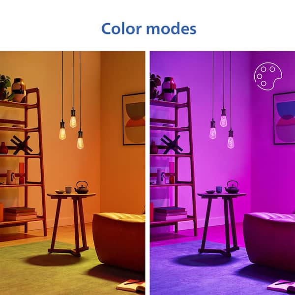 Philips Amber and Full Color ST19 25W Equivalent Dimmable Smart Wi-Fi WiZ Connected Vintage Edison LED Light Bulb 2100K (1-Pack) 582825 Philips Amber and Full Color ST19 25W Equivalent Dimmable Smart Wi-Fi WiZ Connected Vintage Edison LED Light Bulb 2100K (1-Pack) 582825