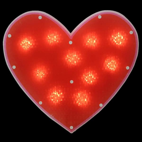 Northlight 12 in. H x 13 in. L Lighted Valentine's Day Shimmering Red Heart Window Silhouette Decoration