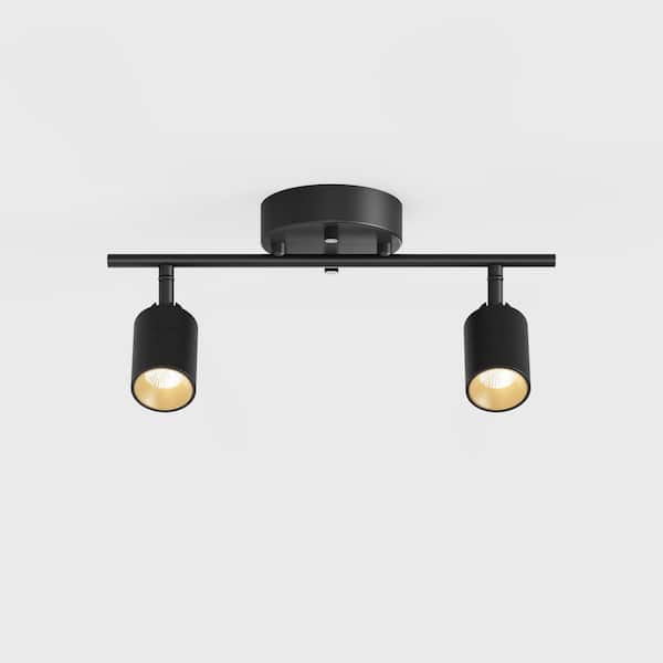 Shura 2-Light Black Integrated LED Track Light with Rotatable Heads, 1 ft. Fixed Track Lighting Kit, 3000k, 1470 Lumens