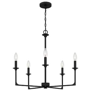 Prescott 5-Light Matte Black Candlestick Chandelier