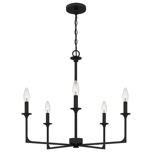 Quoizel Prescott 5-Light Matte Black Candlestick Chandelier