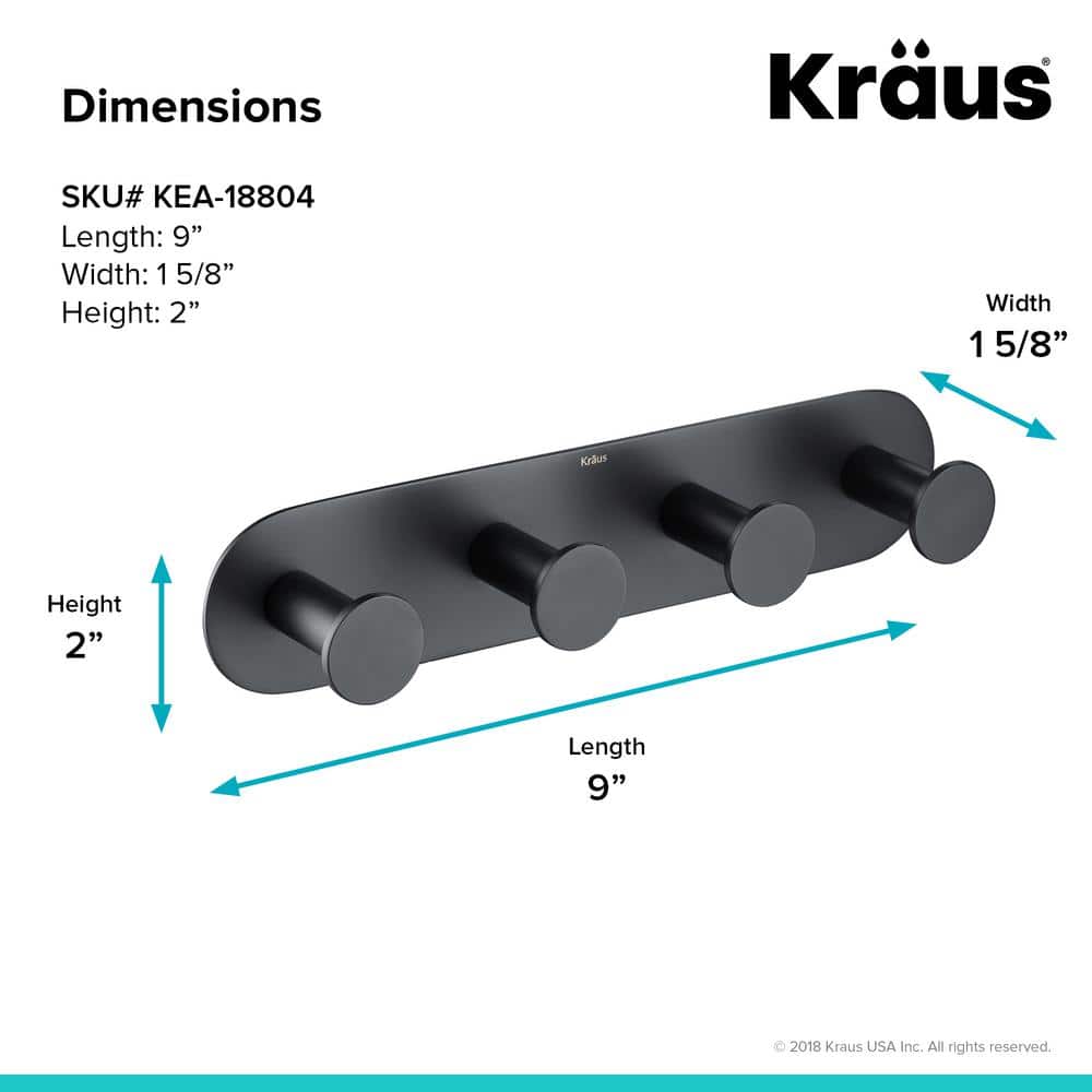 Matte Black Solid Brass 4-Hook Wall Mounted Rack