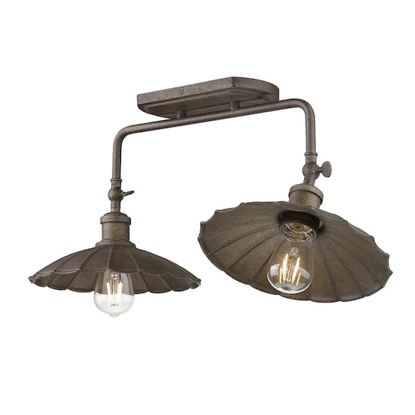 Golden Lighting - Clemence 22.75 in. 2-Light Dark Rust Vanity Light