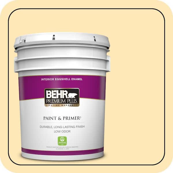 BEHR PREMIUM PLUS 5 gal. #320A-3 Cornsilk Eggshell Enamel Low Odor Interior Paint & Primer