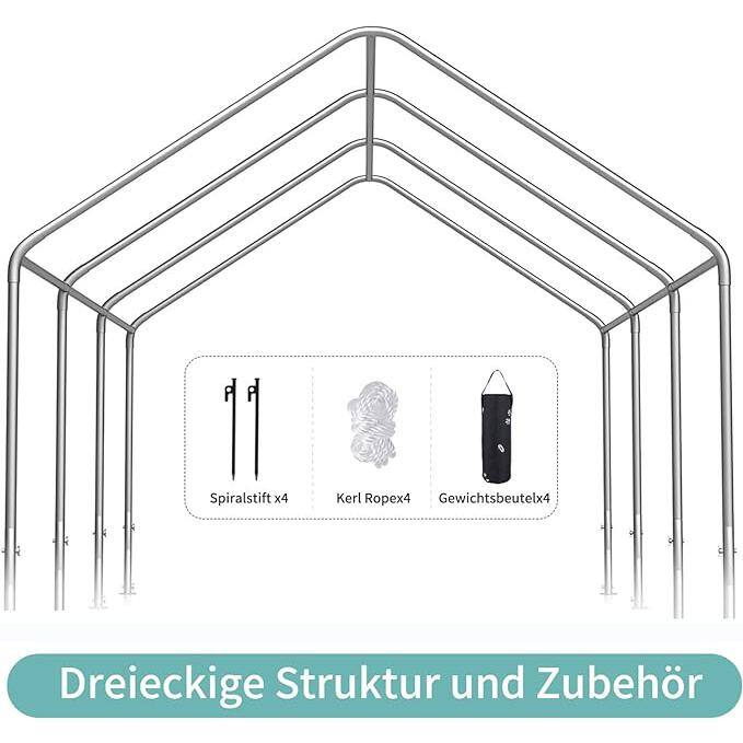 10' x 20' Gray Heavy Duty Portable Steel Car Canopy Tent
