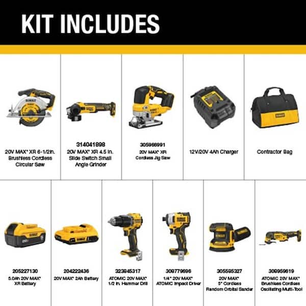 20V Lithium-Ion Cordless 6-Tool Combo Kit and Brushless Jigsaw with 5 Ah and 2 Ah Batteries Charger and Rolling Toolbox