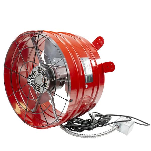 2860 CFM Red Electric Powered Gable Mount Electric Attic Fan 2860 CFM Red Electric Powered Gable Mount Electric Attic Fan