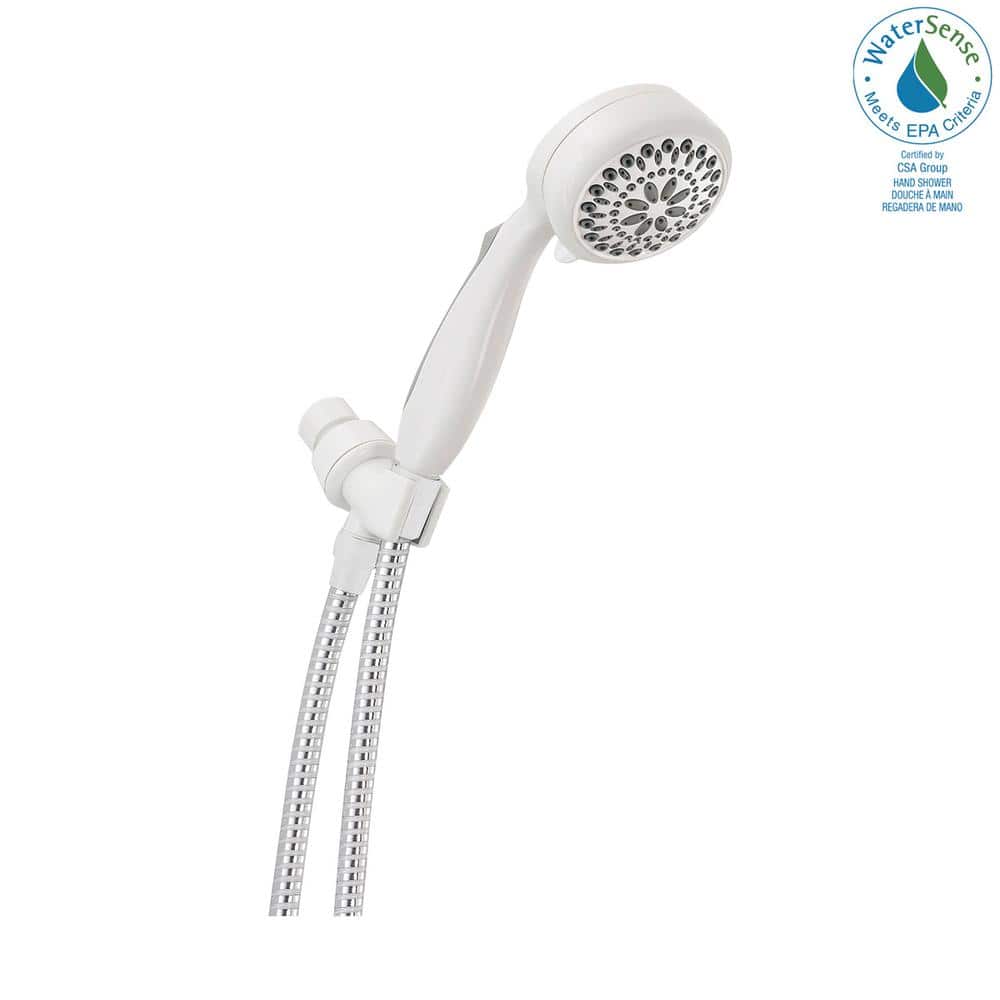 White Adjustable Handheld Showerhead with 7 Spray Settings