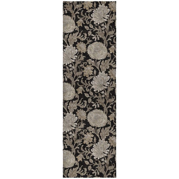 Dream Shag Premium Machine Washable Abstract ADS677 Black 2 ft. x 7 ft. Runner Rug
