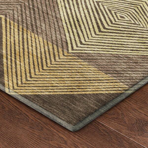 Mayfield Premium Machine Washable Abstract AMF2545 Chocolate 2 ft. x 3 ft. Accent Rug