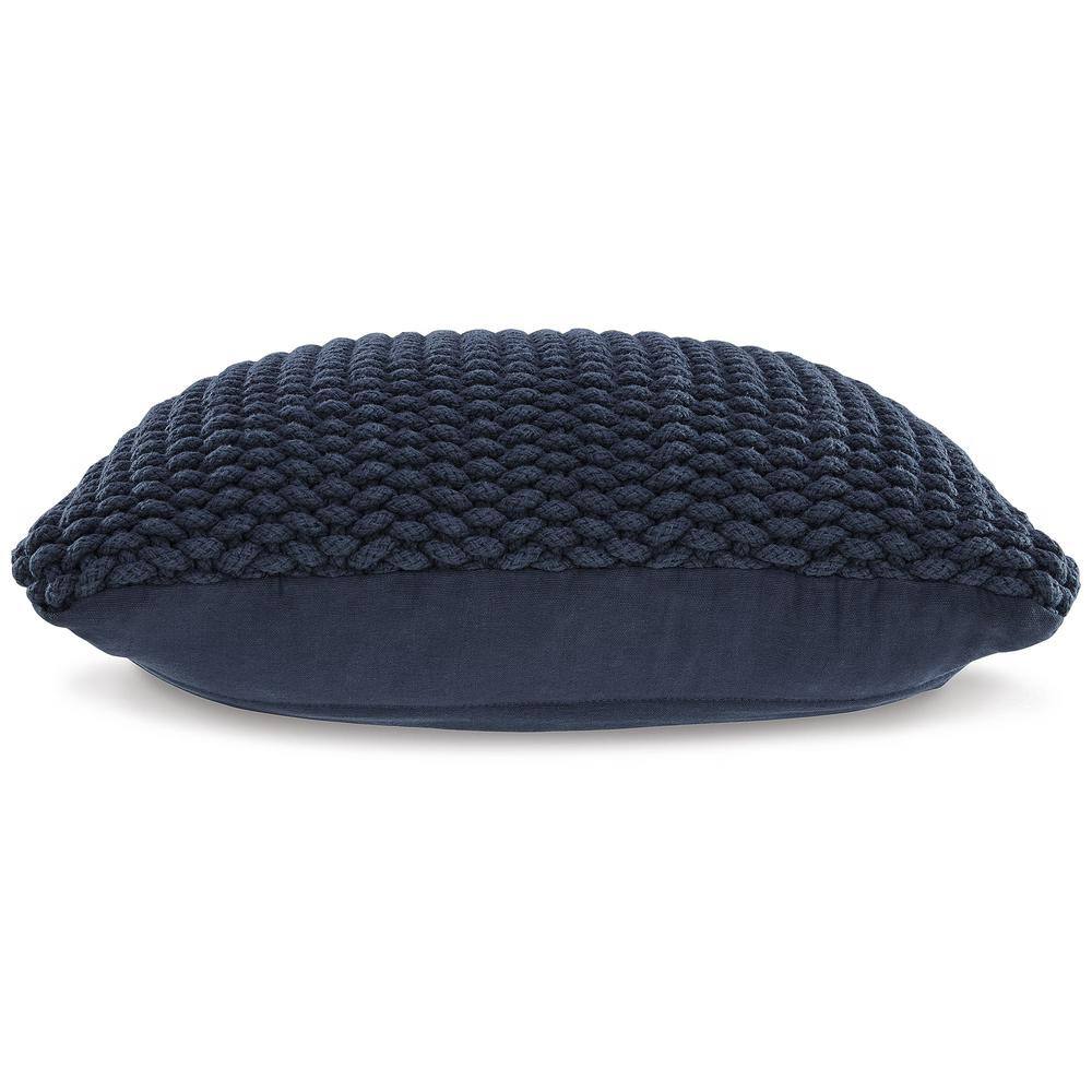 Renemore 20" Deep Blue Handwoven Cotton Square Pillow