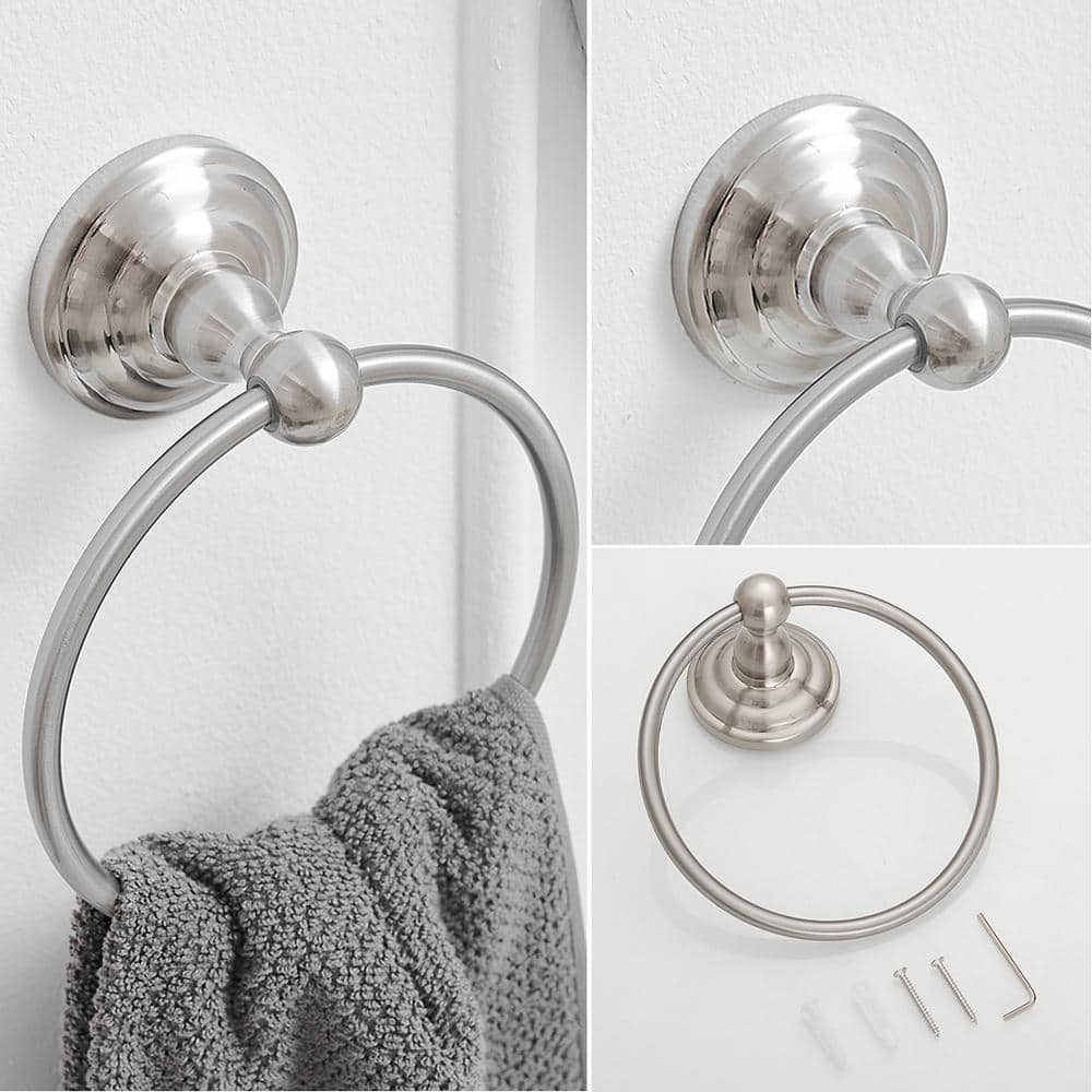 Brushed Nickel Wall Mounted Circular Towel Ring