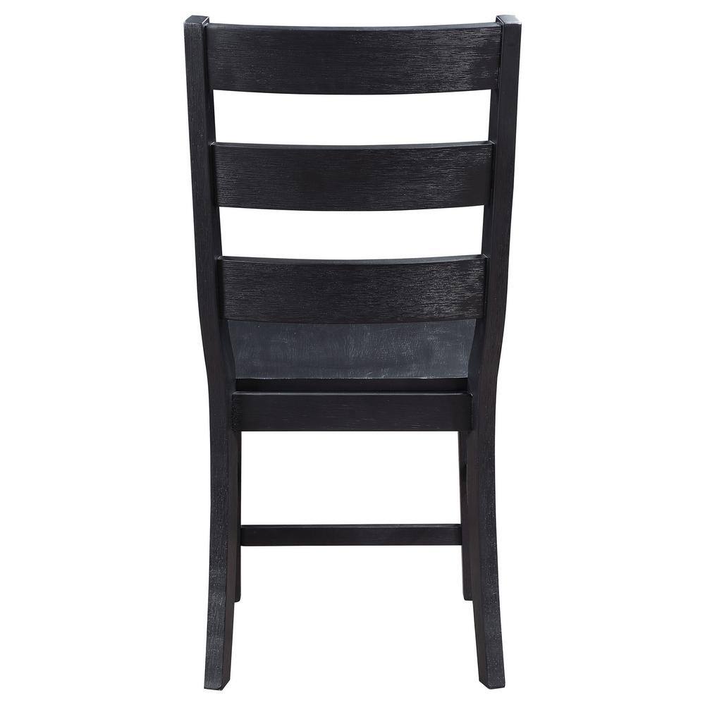 Black High Ladderback Rustic Wood Side Chair Set