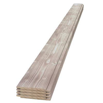 1 in. x 6 in. x 6 ft. Smoke White Charred Wood Pine Shiplap Board (4-pack)