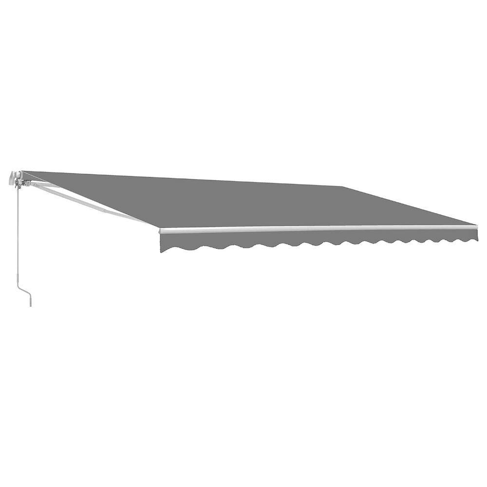 Gray Motorized Retractable Patio Awning with White Frame, 20' x 10'