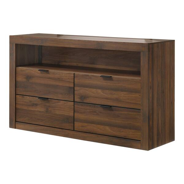 Davenly Walnut 4-Drawer 57.5 in. Dresser