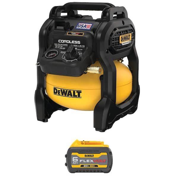 2.5 Gal. 140 psi Portable 20V Cordless Air Compressor with FLEXVOLT 20V/60V MAX Lithium-Ion 6 Ah Battery