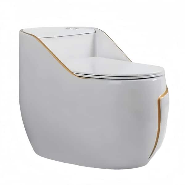 12 in. Rough In 1-Piece 1.45 Gal. GPF Elongated Comfort Height Toilet in White Seat Included