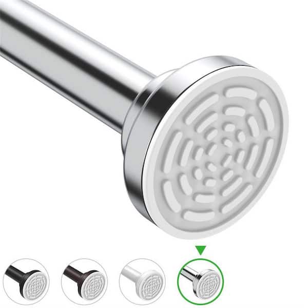 Dracelo 39 in. Stainless Steel Tension Mounted Adjustable Spring Bathroom Shower Curtain Rod in Silver