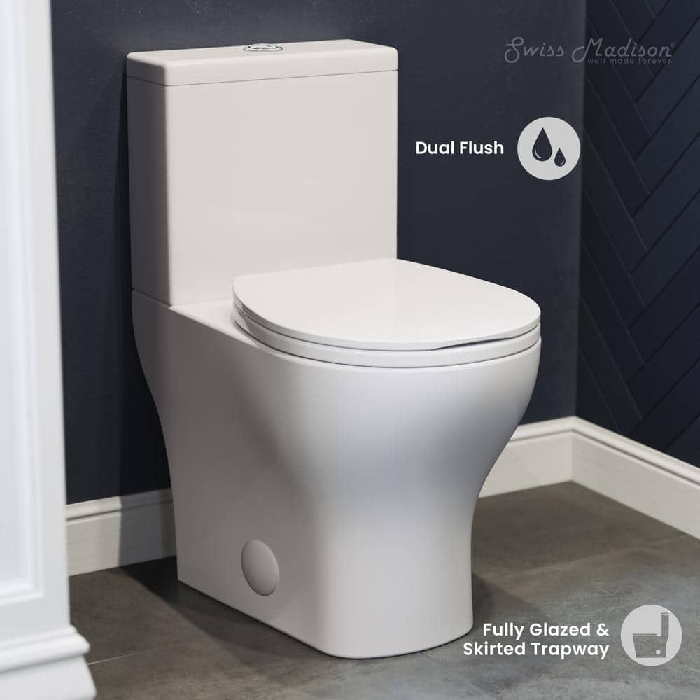 Glossy White Round Two-Piece Dual Flush Toilet