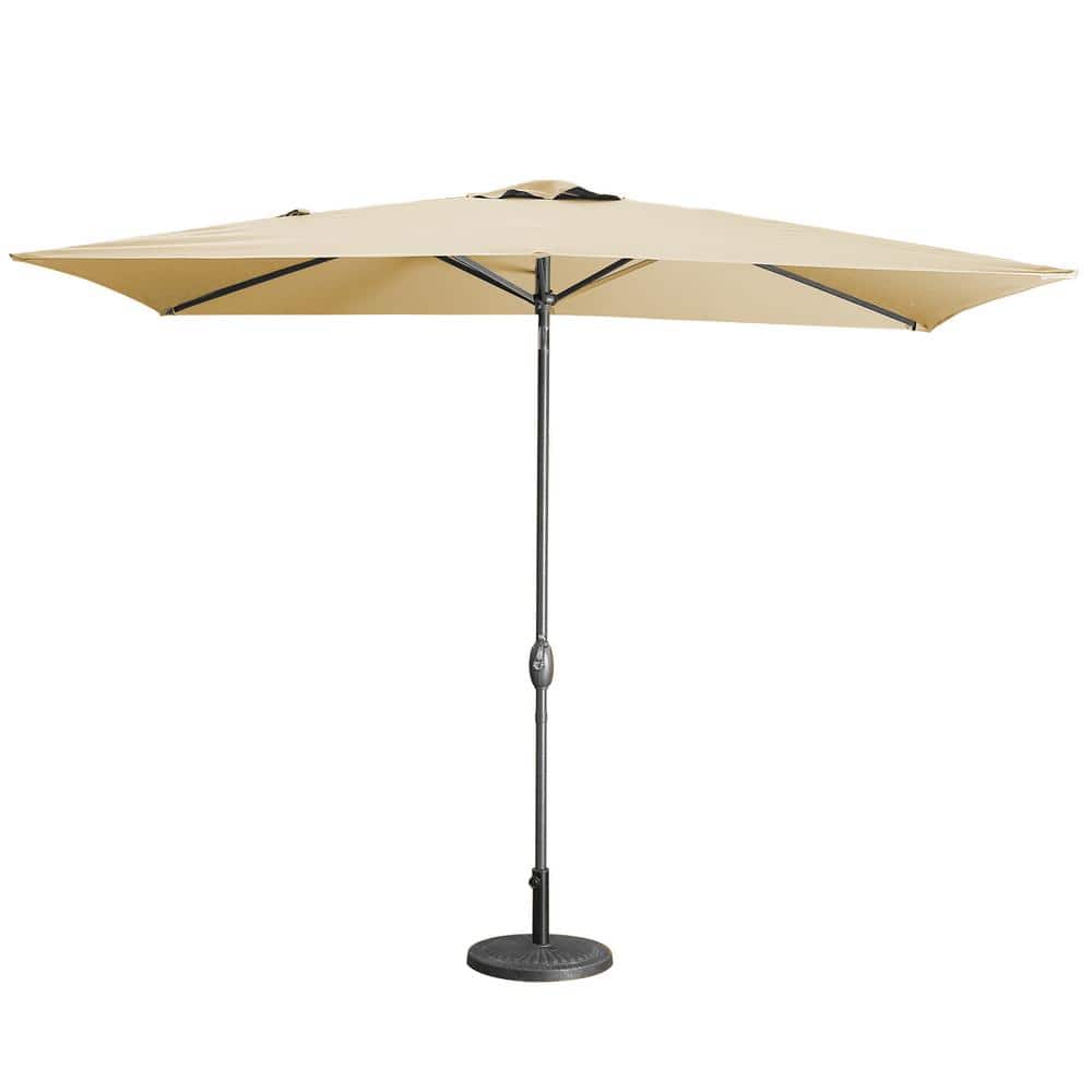 10 ft. Aluminum LED Market Patio Umbrella in Brown