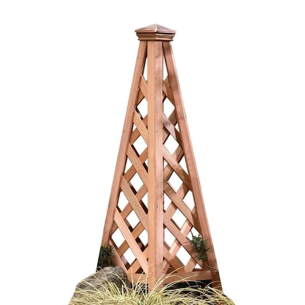 Arboria 48.75 in. Copper Top Pyramid Cedar Trellis