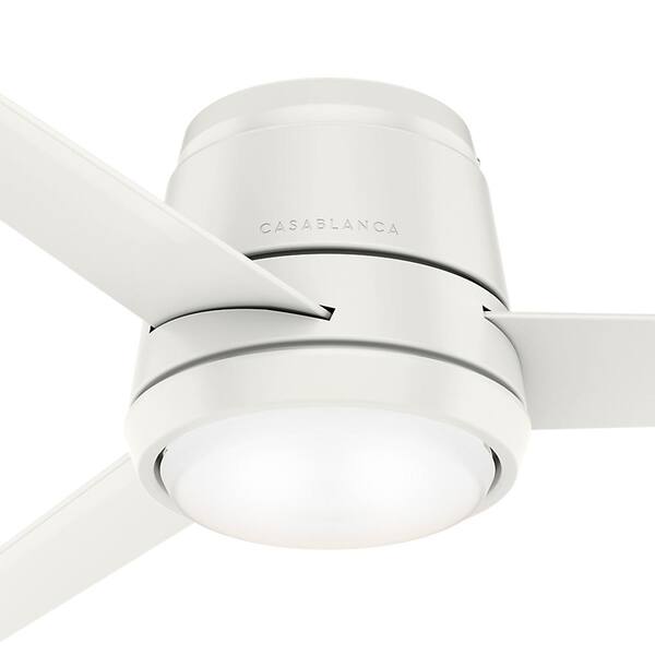 Casablanca Commodus 54 In Integrated Led Low Profile Indoor Fresh White Ceiling Fan With Light Kit And Remote Control 59571 The Home Depot