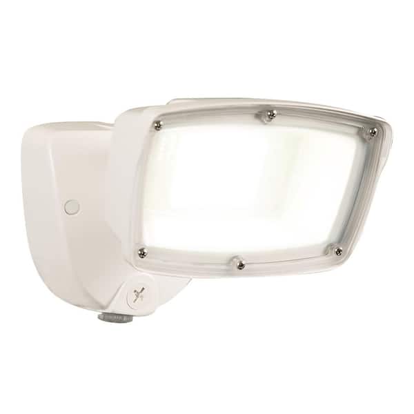 HALO FSL 5800 Lumens White Outdoor Integrated LED Dusk to Dawn Single Head Flood Light with Selectable Color Temperature