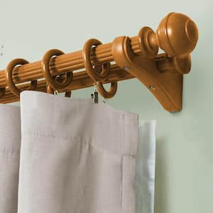 Mix And Match Heritage Oak Wood Double 7 in. Projection Curtain Rod Bracket (Set of 2)