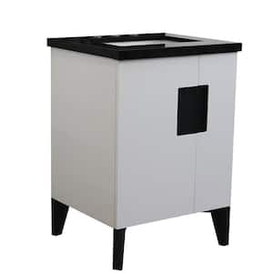 25 in. W x 22 in. D Single Bath Vanity in White with Granite Vanity Top in Black Galaxy with White Rectangle Basin