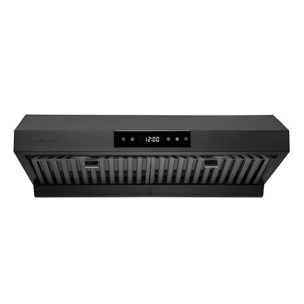 HAUSLANE 30 in. Ducted Under Cabinet Range Hood with 3-Way Venting Changeable LED Powerful Suction in Black Stainless Steel